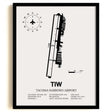 Framed Detailed Airport Map of Tacoma Narrows Airport (TIW) in White with a Black Frame