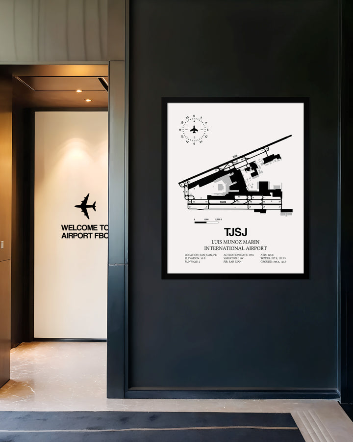 TJSJ Airport Map, Luis Munoz Marin International Airport Print