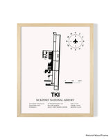 Detailed Airport Map of McKinney National Airport (TKI) in White with a Natural Frame