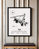 TLV Airport Map, Ben Gurion International Airport Print