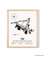 TLV Airport Map, Ben Gurion International Airport Print
