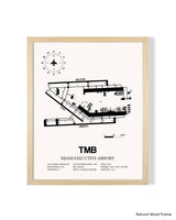 Detailed Airport Map of Miami Executive Airport (TMB) in White with a Natural Frame