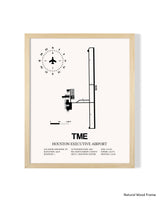 Detailed Airport Map of Houston Executive Airport (TME) in White with a Natural Frame