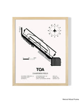 Detailed Airport Map of Zamperini Field (TOA) in White with a Natural Frame