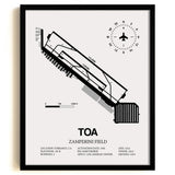 Framed Detailed Airport Map of Zamperini Field (TOA) in White with a Black Frame