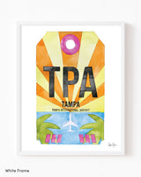 Framed Watercolor Print of Tampa International Airport (TPA) with a White Frame
