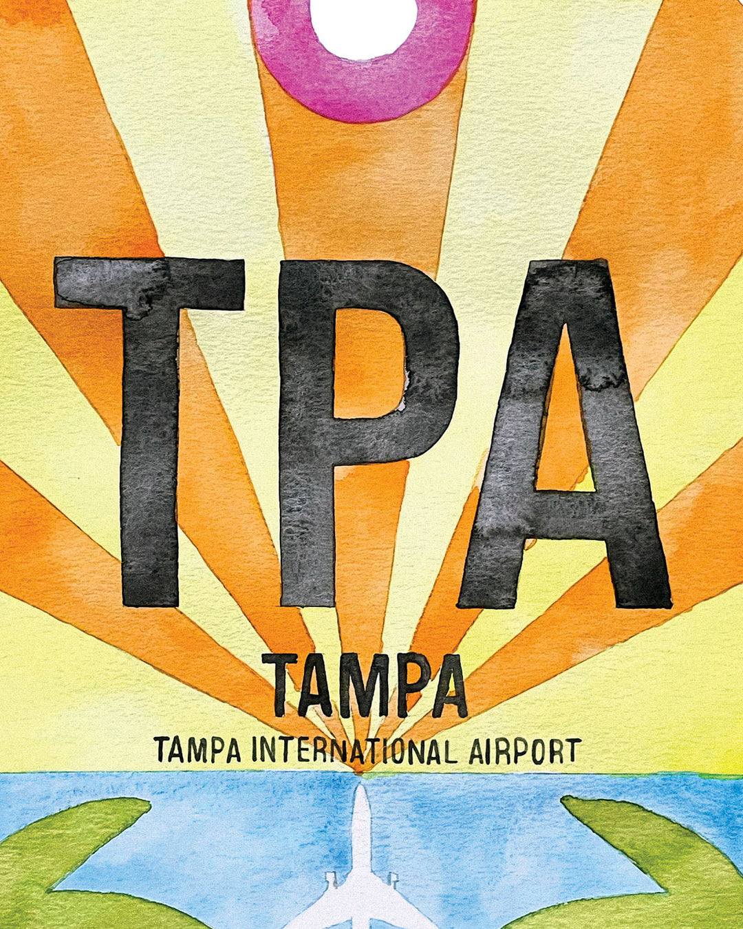 Closeup Watercolor Print of Tampa International Airport (TPA)