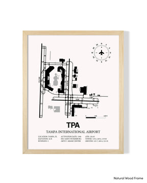 Detailed Airport Map of Tampa International Airport (TPA) in White with a Natural Frame