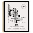 Framed Detailed Airport Map of Tampa International Airport (TPA) in White with a Black Frame