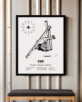 Framed Detailed Airport Map of Peter O. Knight Airport (TPF) in White with a Black Frame