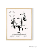 Detailed Airport Map of Tulsa International Airport (TUL) in White with a Natural Frame