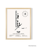 Detailed Airport Map of Tupelo Regional Airport (TUP) in White with a Natural Frame