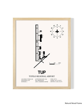 Detailed Airport Map of Tupelo Regional Airport (TUP) in White with a Natural Frame