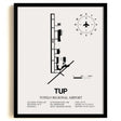 Framed Detailed Airport Map of Tupelo Regional Airport (TUP) in White with a Black Frame