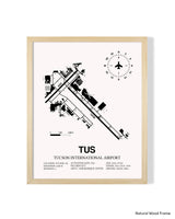 Detailed Airport Map of Tucson International Airport (TUS) in White with a Natural Frame