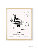 Detailed Airport Map of Cherry Capital Airport (TVC) in White with a Natural Frame