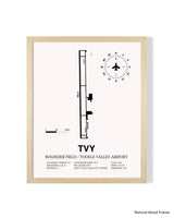 Detailed Airport Map of Bolinder Field / Tooele Valley Airport (TVY) in White with a Natural Frame
