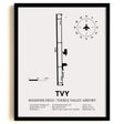 Framed Detailed Airport Map of Bolinder Field / Tooele Valley Airport (TVY) in White with a Black Frame