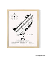 Detailed Airport Map of McGhee Tyson Airport (TYS) in White with a Natural Frame