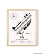 Detailed Airport Map of McGhee Tyson Airport (TYS) in White with a Natural Frame