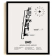Framed Detailed Airport Map of Aurora State Airport (UAO) in White with a Black Frame