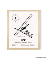 Detailed Airport Map of New Castle Municipal Airport (UCP) in White with a Natural Frame