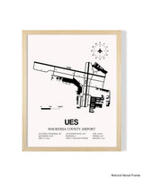 Detailed Airport Map of Waukesha County Airport (UES) in White with a Natural Frame