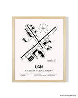 Detailed Airport Map of Waukegan National Airport (UGN) in White with a Natural Frame