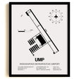 Framed Detailed Airport Map of Indianapolis Metropolitan Airport (UMP) in White with a Black Frame