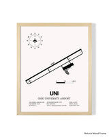 Detailed Airport Map of Ohio University Airport (UNI) in White with a Natural Frame