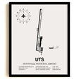 Framed Detailed Airport Map of Huntsville Municipal Airport (UTS) in White with a Black Frame