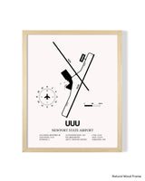 Detailed Airport Map of Newport State Airport (UUU) in White with a Natural Frame