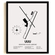 Framed Detailed Airport Map of Newport State Airport (UUU) in White with a Black Frame