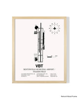 Detailed Airport Map of Bentonville Municipal Airport/Louise M Thaden Field (VBT) in White with a Natural Frame