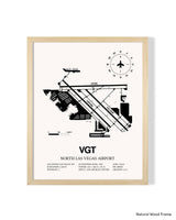 Detailed Airport Map of North Las Vegas Airport (VGT) in White with a Natural Frame