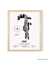 Detailed Airport Map of Van Nuys Airport (VNY) in White with a Natural Frame