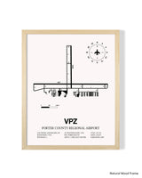 Detailed Airport Map of Porter County Regional Airport (VPZ) in White with a Natural Frame