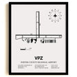 Framed Detailed Airport Map of Porter County Regional Airport (VPZ) in White with a Black Frame