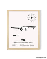 Detailed Airport Map of Licking County Regional Airport (VTA) in White with a Natural Frame