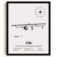 Framed Detailed Airport Map of Licking County Regional Airport (VTA) in White with a Black Frame