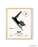 Detailed Airport Map of Whiteman Airport (WHP) in White with a Natural Frame