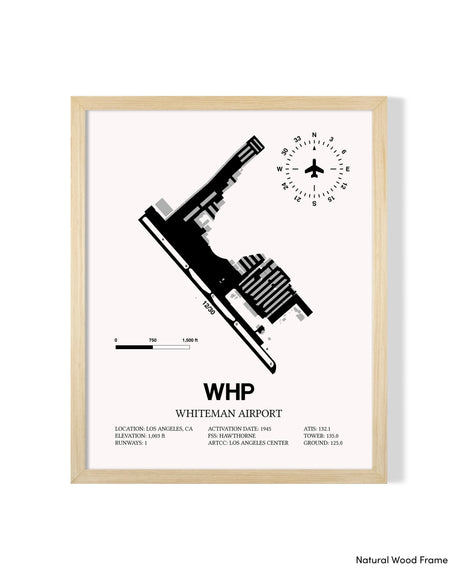 Detailed Airport Map of Whiteman Airport (WHP) in White with a Natural Frame