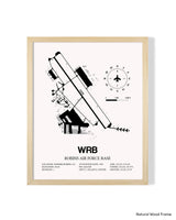 Detailed Airport Map of Robins Air Force Base (WRB) in White with a Natural Frame