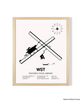 Detailed Airport Map of Westerly State Airport (WST) in White with a Natural Frame