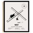 Framed Detailed Airport Map of Westerly State Airport (WST) in White with a Black Frame