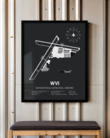 Framed Detailed Airport Map of Watsonville Municipal Airport (WVI) in Gray with a Black Frame