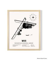 Detailed Airport Map of Watsonville Municipal Airport (WVI) in White with a Natural Frame