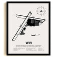 Framed Detailed Airport Map of Watsonville Municipal Airport (WVI) in White with a Black Frame