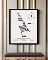 Framed Detailed Airport Map of Orlando Apopka Airport (X04) in White with a Black Frame