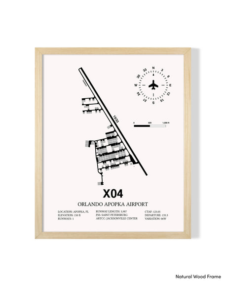 Detailed Airport Map of Orlando Apopka Airport (X04) in White with a Natural Frame